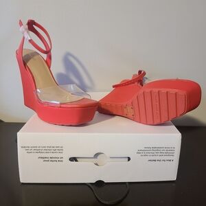 Elegant Red Wedge Sandals